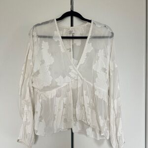 Wilfred White Sheer Floral Blouse